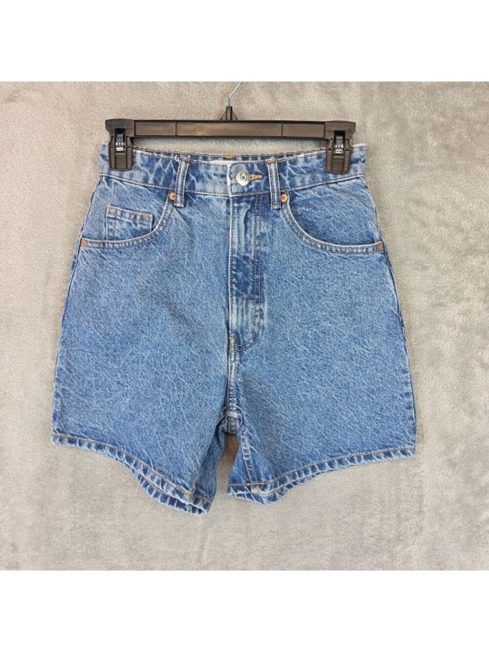 Zara Mom Denim Shorts Womens 2 Blue High Rise Relaxed 5 Pocket Casual Summer